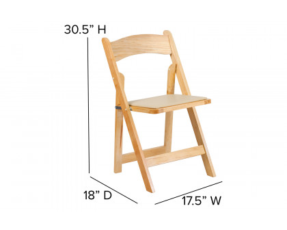 BLNK HERCULES Series Wood Folding Chair with Vinyl Padded Seat - Natural