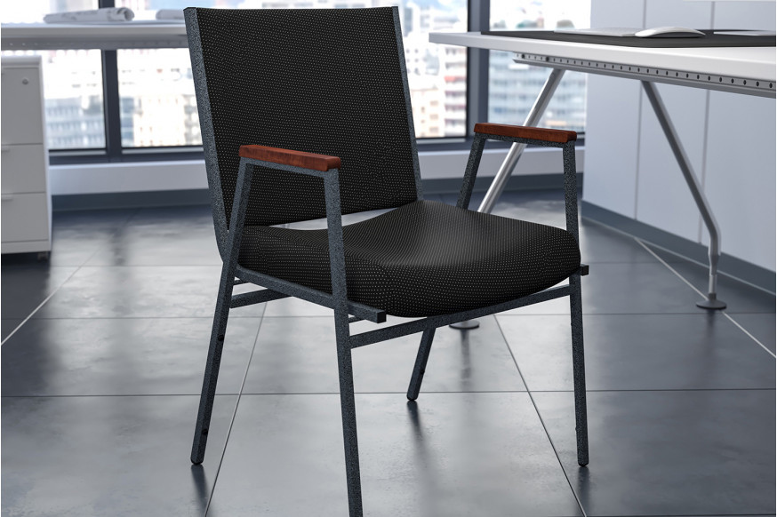 BLNK™ HERCULES Series Fabric Heavy Duty Stack Chair with Arms - Black Dot