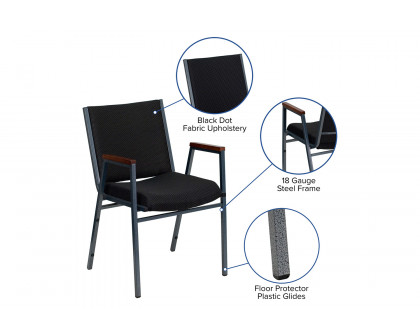 BLNK™ HERCULES Series Fabric Heavy Duty Stack Chair with Arms - Black Dot