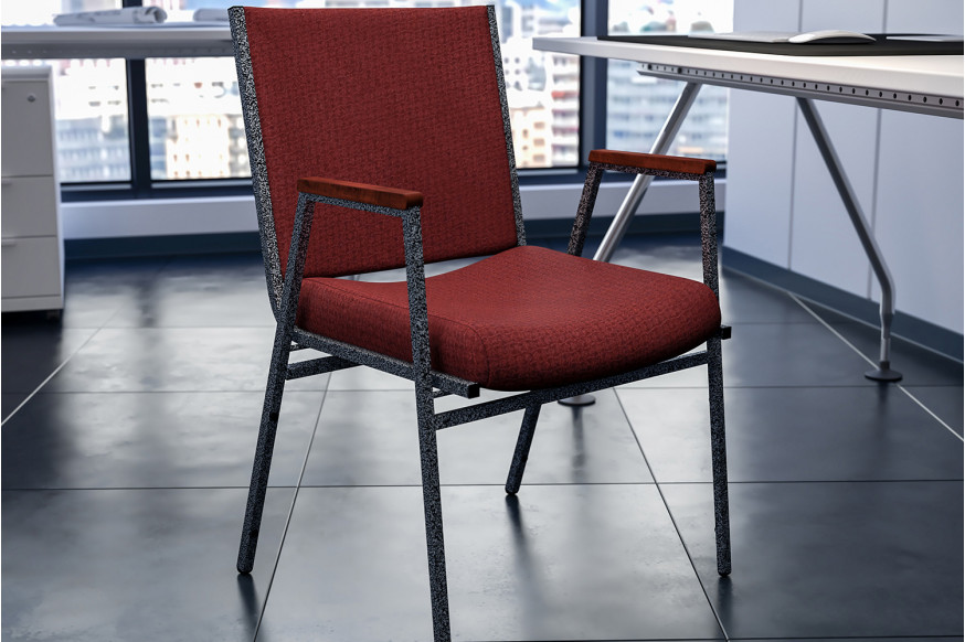 BLNK™ HERCULES Series Fabric Heavy Duty Stack Chair with Arms - Burgundy Patterned