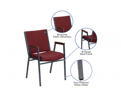 BLNK™ HERCULES Series Fabric Heavy Duty Stack Chair with Arms - Burgundy Patterned