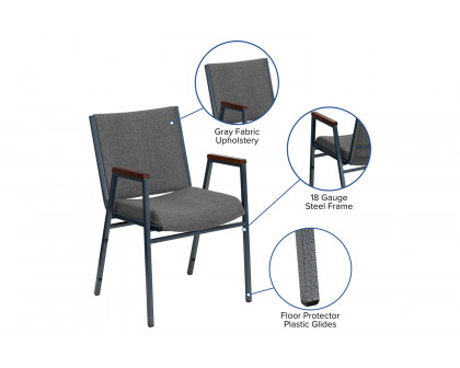 BLNK™ HERCULES Series Fabric Heavy Duty Stack Chair with Arms - Gray