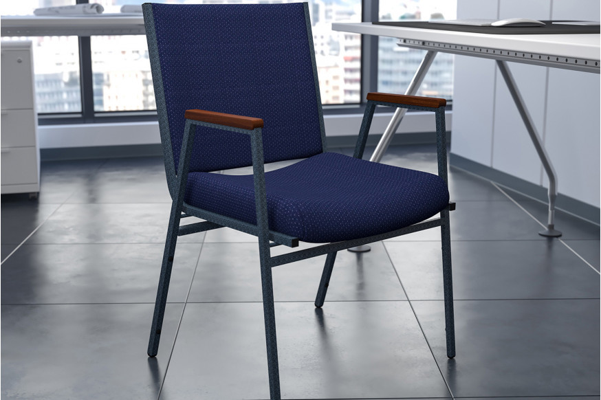 BLNK™ HERCULES Series Fabric Heavy Duty Stack Chair with Arms - Navy Blue Dot