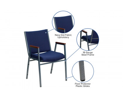 BLNK™ HERCULES Series Fabric Heavy Duty Stack Chair with Arms - Navy Blue Dot