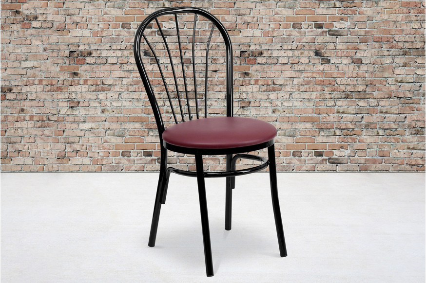 BLNK™ HERCULES Series Vinyl Fan Back Metal Chair - Burgundy