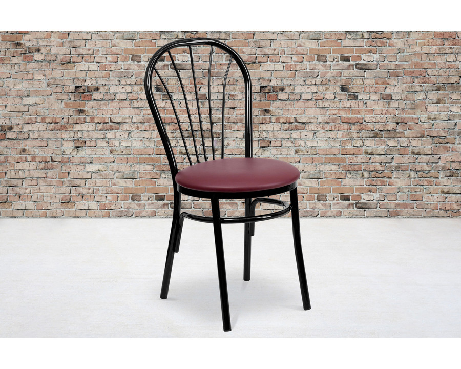 BLNK HERCULES Series Vinyl Fan Back Metal Chair - Burgundy