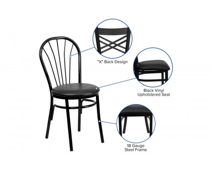 BLNK™ HERCULES Series Vinyl Fan Back Metal Chair - Black