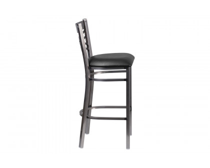 BLNK - HERCULES Series Clear Coated Metal "X" Back Restaurant Bar Stool with Vinyl Seat