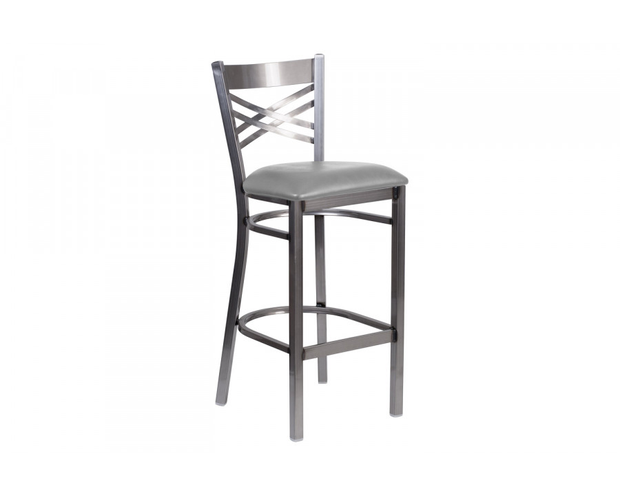 BLNK HERCULES Series Metal "X" Back Restaurant Bar Stool with Custom Upholstered Seat