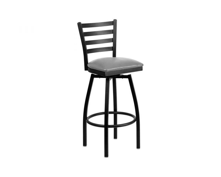 BLNK - HERCULES Series Ladder Back Swivel Bar Stool with Custom Upholstered Seat