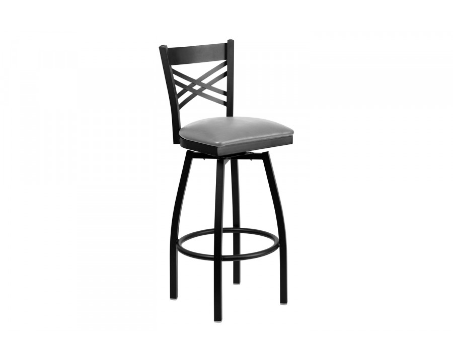 BLNK - HERCULES Series "X" Back Swivel Bar Stool with Custom Upholstered Seat