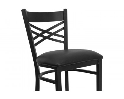 BLNK HERCULES Series Black Metal "X" Back Restaurant Bar Stool with Vinyl Seat - Black