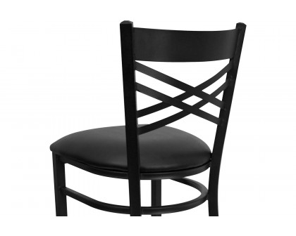 BLNK HERCULES Series Black Metal "X" Back Restaurant Bar Stool with Vinyl Seat - Black