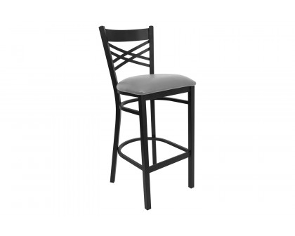 BLNK HERCULES Series Metal "X" Back Restaurant Bar Stool with Custom Upholstered Seat