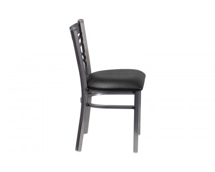 BLNK HERCULES Series Clear Coated Metal X Back Restaurant Chair with Vinyl Seat - Black