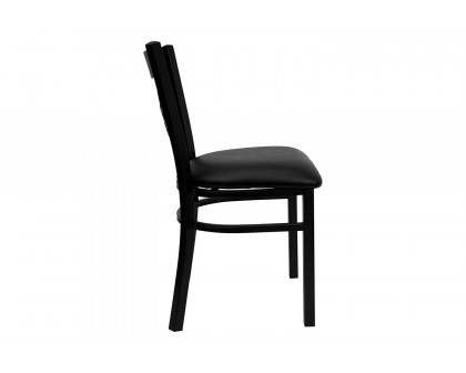 BLNK HERCULES Series Black Metal X" Back Restaurant Chair with Vinyl Seat - Black