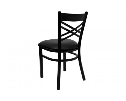 BLNK HERCULES Series Black Metal X" Back Restaurant Chair with Vinyl Seat - Black