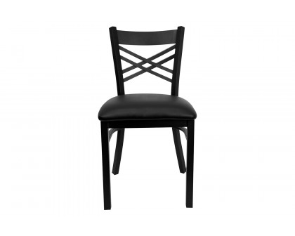 BLNK HERCULES Series Black Metal X" Back Restaurant Chair with Vinyl Seat - Black