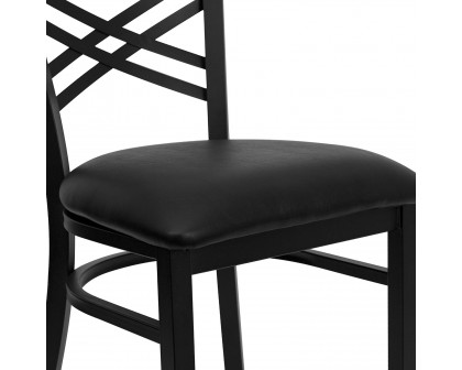 BLNK HERCULES Series Black Metal X" Back Restaurant Chair with Vinyl Seat - Black