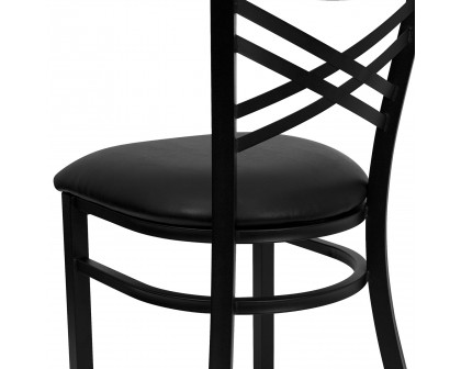 BLNK HERCULES Series Black Metal X" Back Restaurant Chair with Vinyl Seat - Black