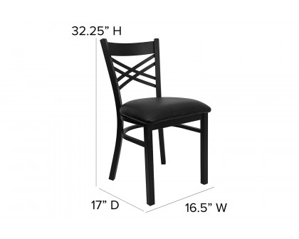 BLNK HERCULES Series Black Metal X" Back Restaurant Chair with Vinyl Seat - Black