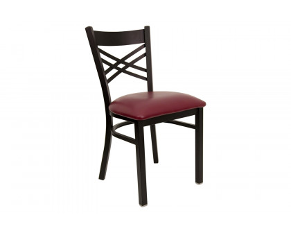 BLNK HERCULES Series Black Metal X" Back Restaurant Chair with Vinyl Seat