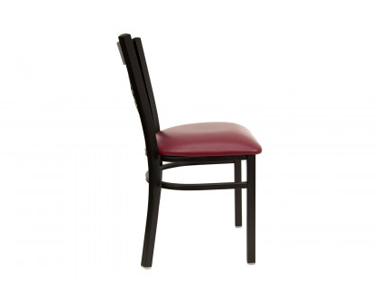 BLNK HERCULES Series Black Metal X" Back Restaurant Chair with Vinyl Seat - Burgundy