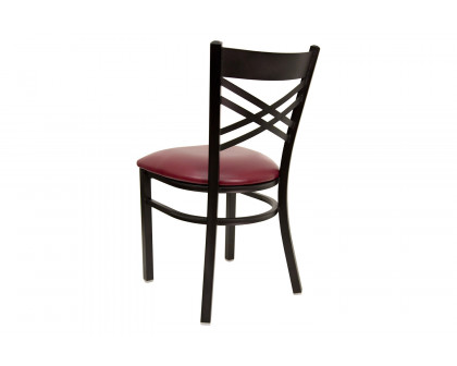 BLNK HERCULES Series Black Metal X" Back Restaurant Chair with Vinyl Seat - Burgundy