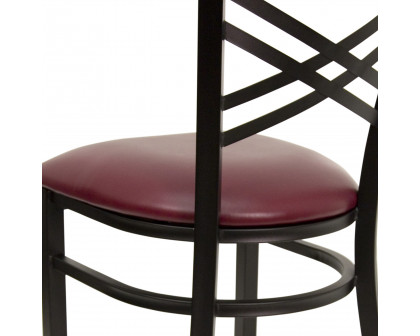 BLNK HERCULES Series Black Metal X" Back Restaurant Chair with Vinyl Seat - Burgundy