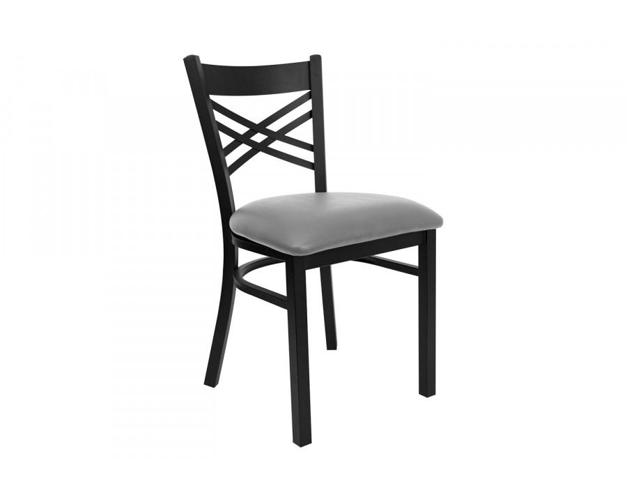 BLNK - HERCULES Series Black Metal "X" Back Restaurant Chair with Custom Upholstered Seat