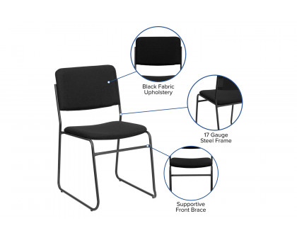 BLNK HERCULES Series Fabric High Density Stacking Chair with Sled Base - Black