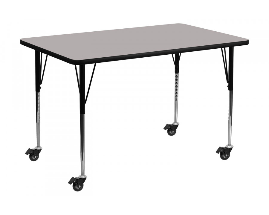 BLNK Wren Mobile Rectangular HP Laminate Activity Table - Gray, 24"W x 48"L, with Standard Height Adjustable Legs