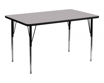 BLNK Wren Rectangular Thermal Laminate Activity Table - Gray, 24"W x 48"L, with Standard Height Adjustable Legs