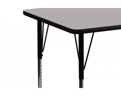 BLNK Wren Rectangular Thermal Laminate Activity Table - Gray, 24"W x 48"L, with Standard Height Adjustable Legs