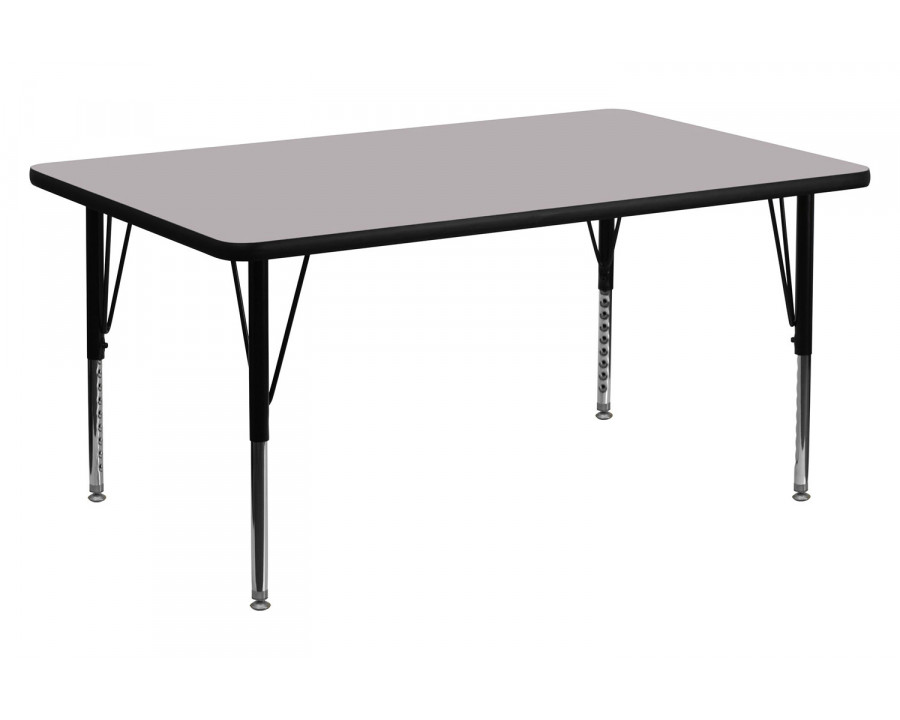 BLNK Wren Rectangular Thermal Laminate Activity Table - Gray, 24"W x 48"L, with Short Height Adjustable Legs