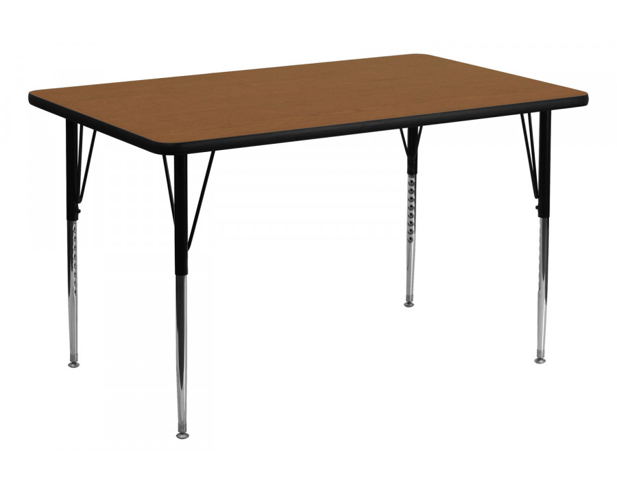 BLNK Wren Rectangular HP Laminate Activity Table - Oak, 24"W x 48"L, with Standard Height Adjustable Legs