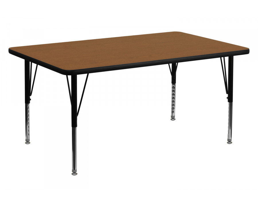 BLNK Wren Rectangular HP Laminate Activity Table - Oak, 24"W x 48"L, with Short Height Adjustable Legs