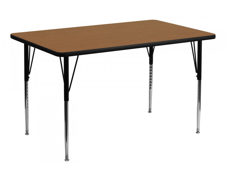 BLNK Wren Rectangular Thermal Laminate Activity Table - Oak, 24"W x 48"L, with Standard Height Adjustable Legs