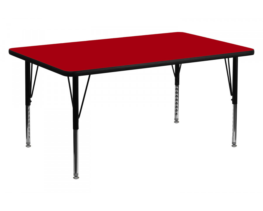 BLNK Wren Rectangular Thermal Laminate Activity Table - Red, 24"W x 48"L, with Short Height Adjustable Legs