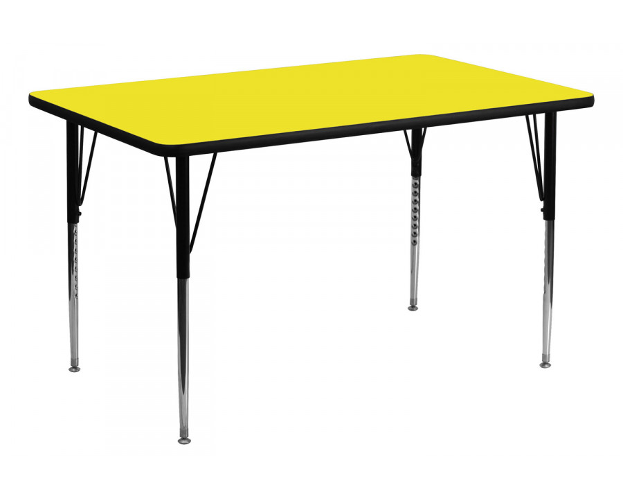 BLNK Wren Rectangular HP Laminate Activity Table - Yellow, 24"W x 48"L, with Standard Height Adjustable Legs