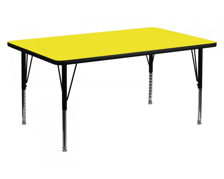 BLNK Wren Rectangular HP Laminate Activity Table - Yellow, 24"W x 48"L, with Short Height Adjustable Legs