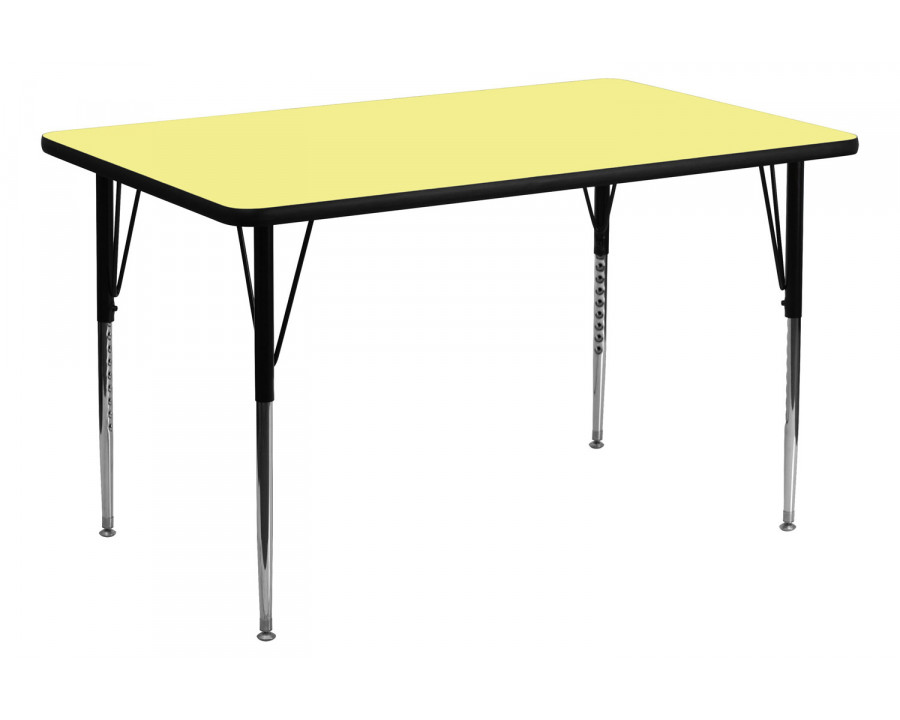 BLNK Wren Rectangular Thermal Laminate Activity Table - Yellow, 24"W x 48"L, with Standard Height Adjustable Legs