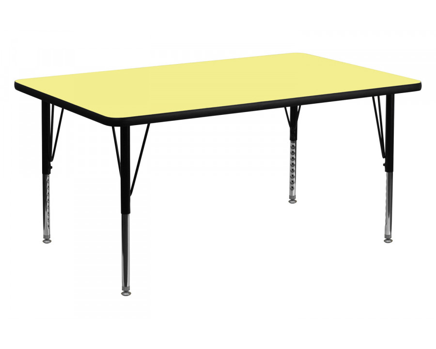 BLNK Wren Rectangular Thermal Laminate Activity Table - Yellow, 24"W x 48"L, with Short Height Adjustable Legs