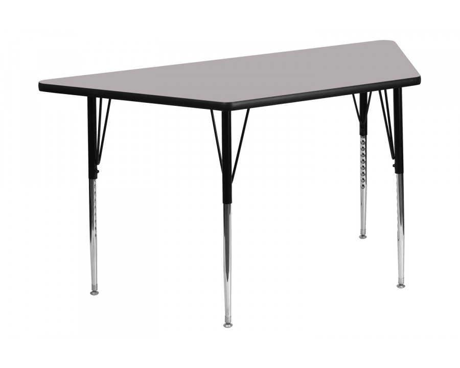 BLNK Wren Trapezoid HP Laminate Activity Table - Gray, 22.5"W x 45"L, with Standard Height Adjustable Legs