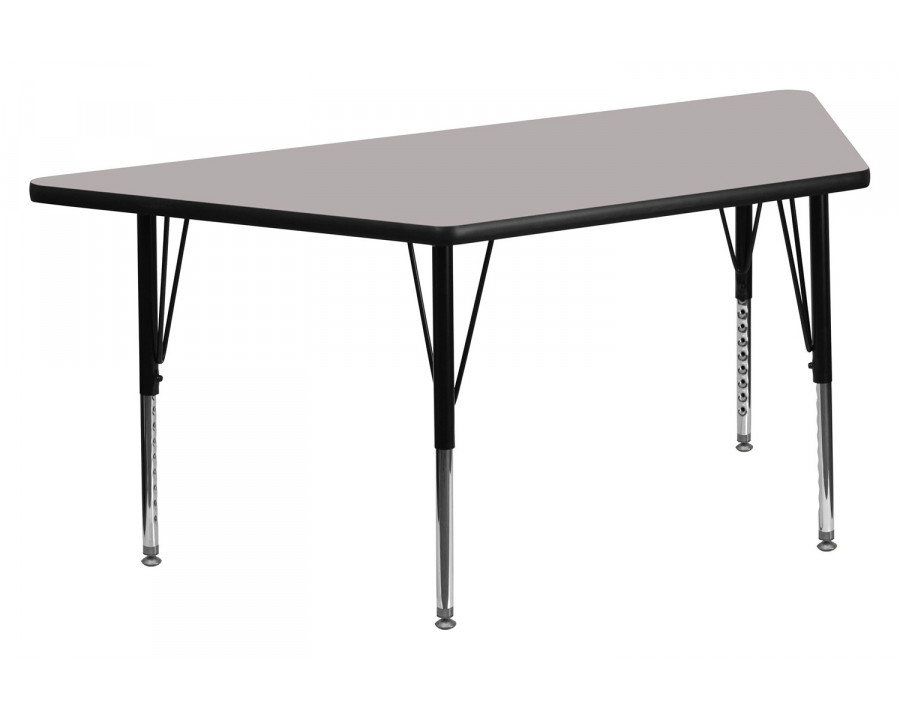 BLNK Wren Trapezoid HP Laminate Activity Table - Gray, 22.5"W x 45"L, with Short Height Adjustable Legs