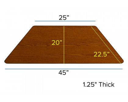 BLNK Wren Mobile Trapezoid HP Laminate Activity Table - Oak, 22.5"W x 45"L, with Standard Height Adjustable Legs