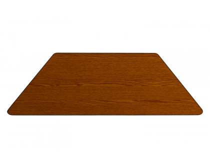 BLNK Wren Trapezoid HP Laminate Activity Table - Oak, 22.5"W x 45"L, with Standard Height Adjustable Legs