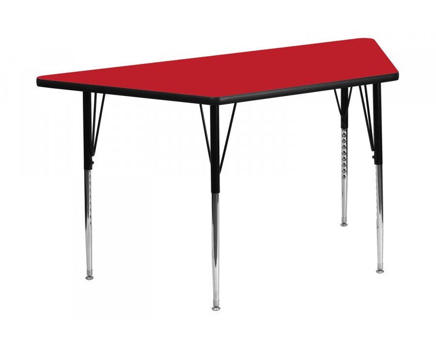 BLNK Wren Trapezoid HP Laminate Activity Table - Red, 22.5"W x 45"L, with Standard Height Adjustable Legs