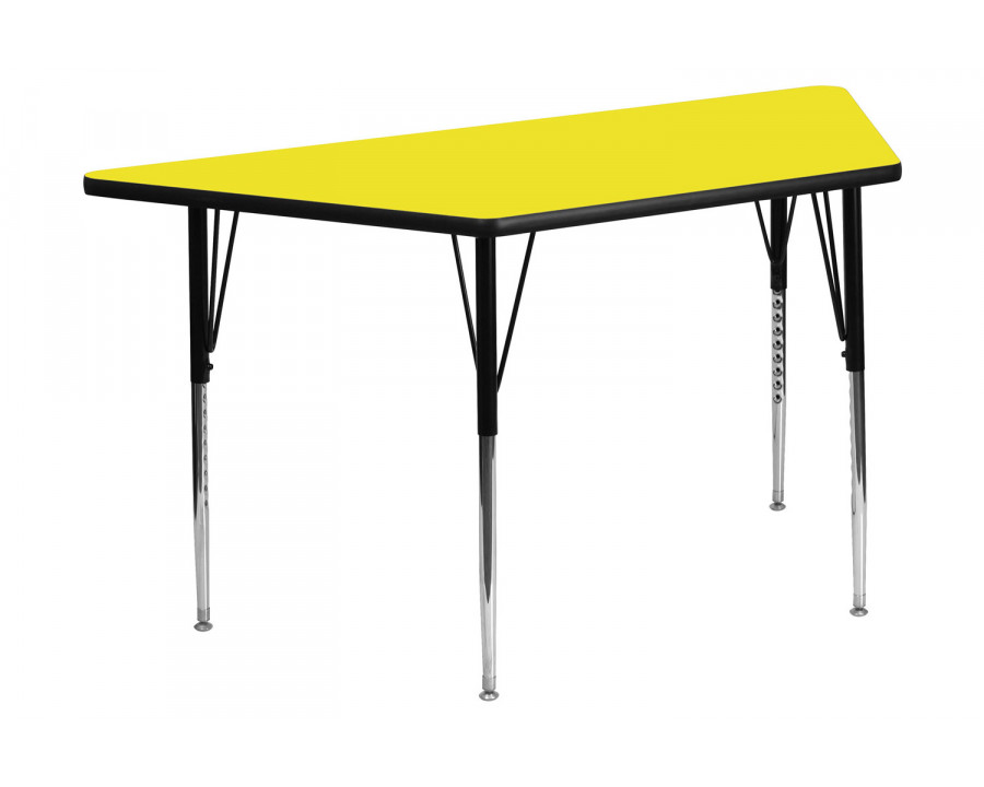 BLNK Wren Trapezoid HP Laminate Activity Table - Yellow, 22.5"W x 45"L, with Standard Height Adjustable Legs