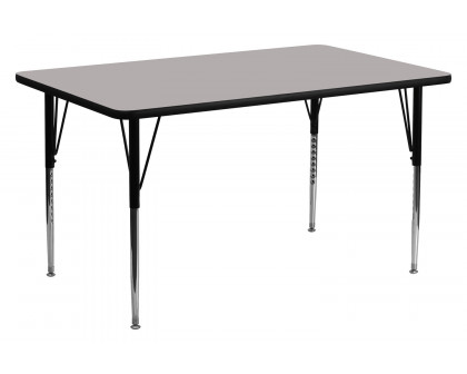 BLNK Wren Rectangular HP Laminate Activity Table - Gray, 24"W x 60"L, with Standard Height Adjustable Legs